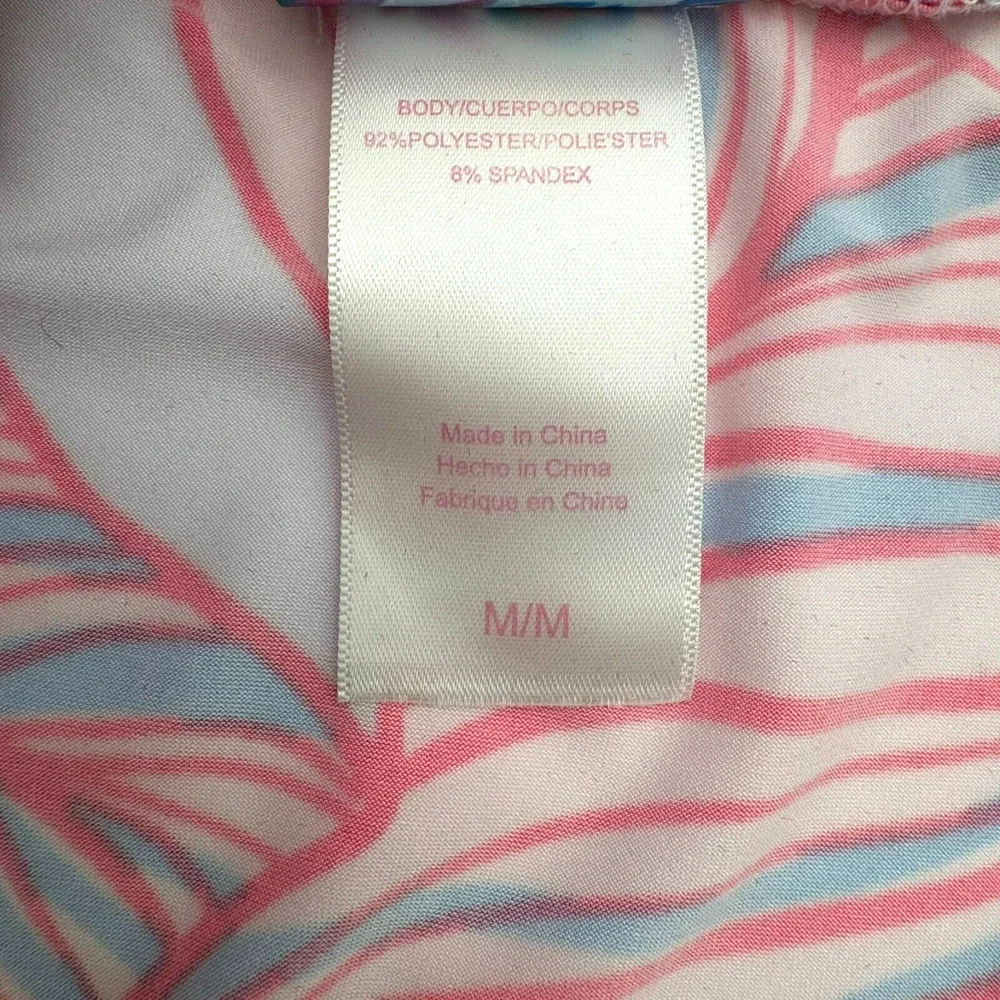 STELLA PARKER Medium Pink Blue Tropical UPF 30+ Sun Protection‎ Swim Cover Dress
